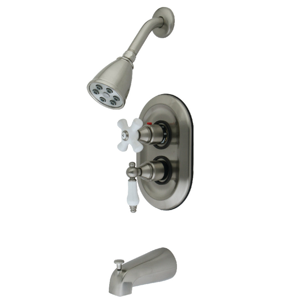 Kingston Brass KS36380PL Tub and Shower Faucet, Brushed Nickel - BNGBath
