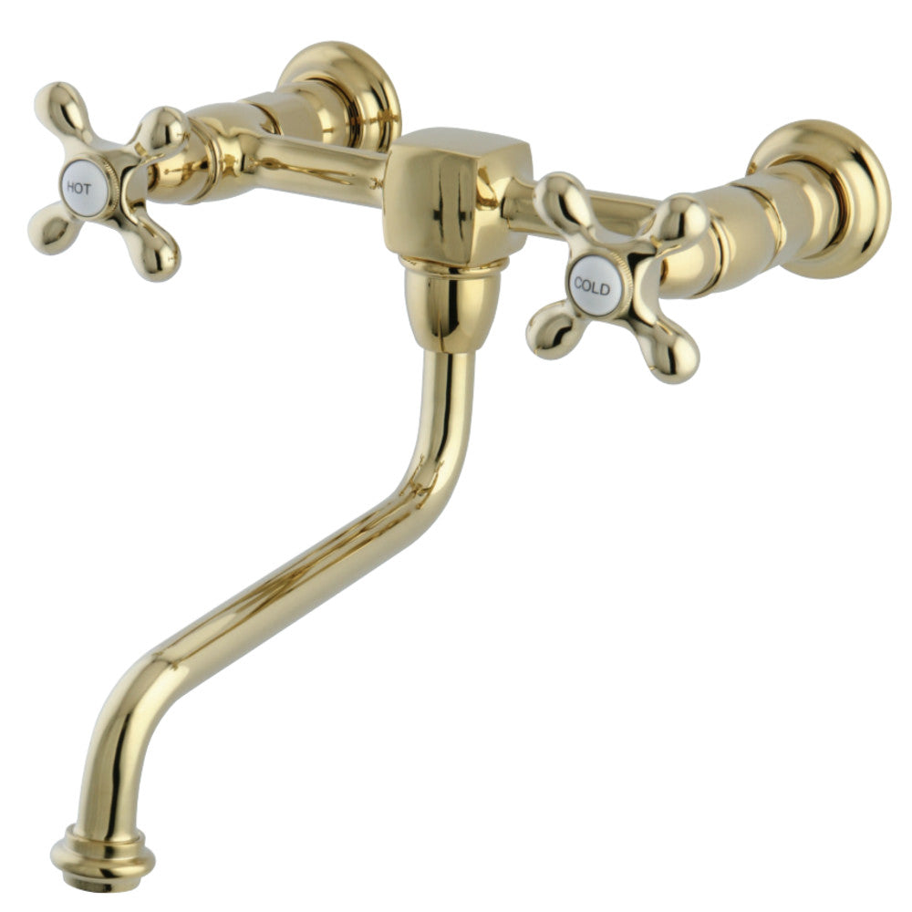 Kingston Brass KS1212AX Heritage Wall Mount Bathroom Faucet, Polished Brass - BNGBath