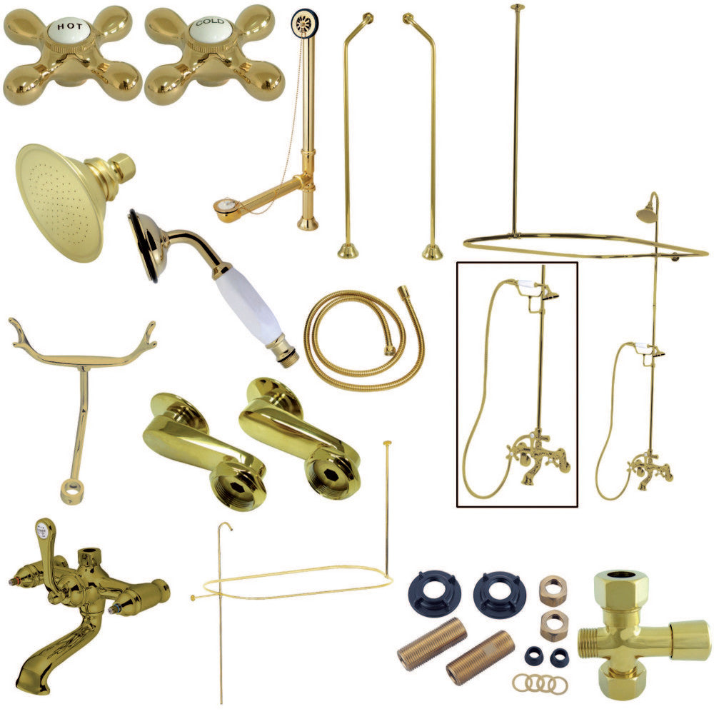 Kingston Brass CCK1182AX Vintage Clawfoot Tub Faucet Package, Polished Brass - BNGBath