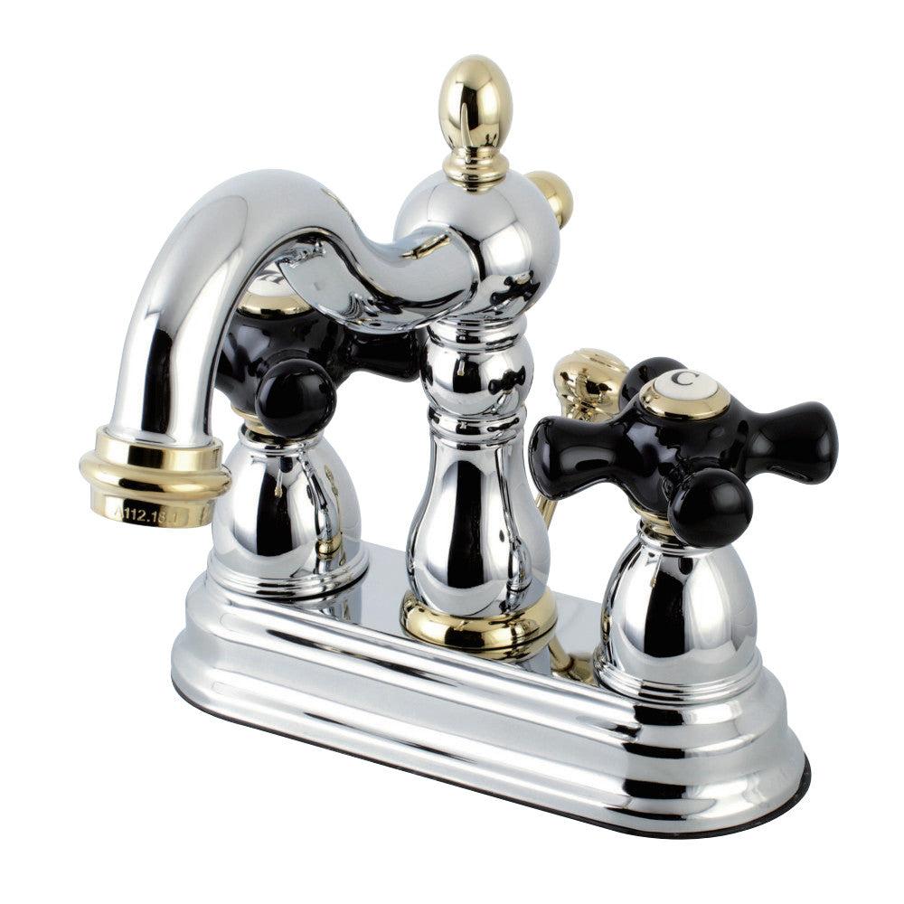 Kingston Brass KB1604PKX 4 in. Centerset Bathroom Faucet, Polished Chrome/Polished Brass - BNGBath