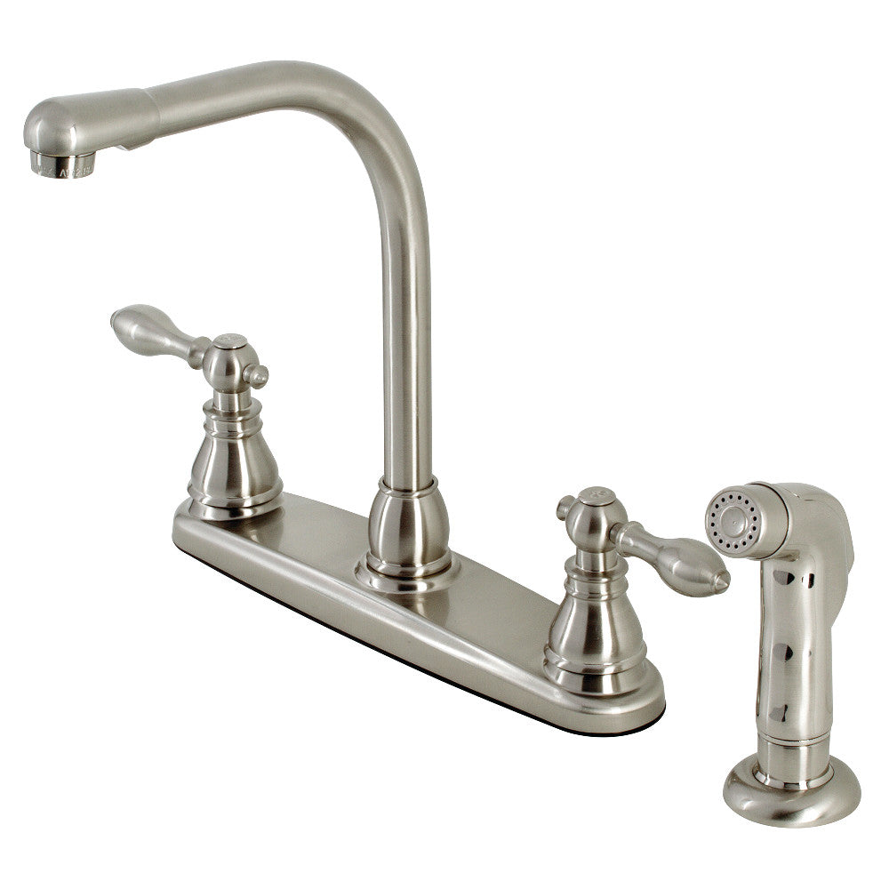 Kingston Brass KB718ACLSP American Classic Centerset Kitchen Faucet with Side Sprayer, Brushed Nickel - BNGBath