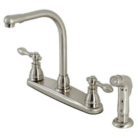 Thumbnail for Kingston Brass KB718ACLSP American Classic Centerset Kitchen Faucet with Side Sprayer, Brushed Nickel - BNGBath