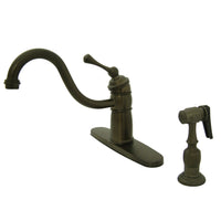 Thumbnail for Kingston Brass KB1575BLBS Victorian Mono Block Kitchen Faucet with Brass Sprayer, Oil Rubbed Bronze - BNGBath