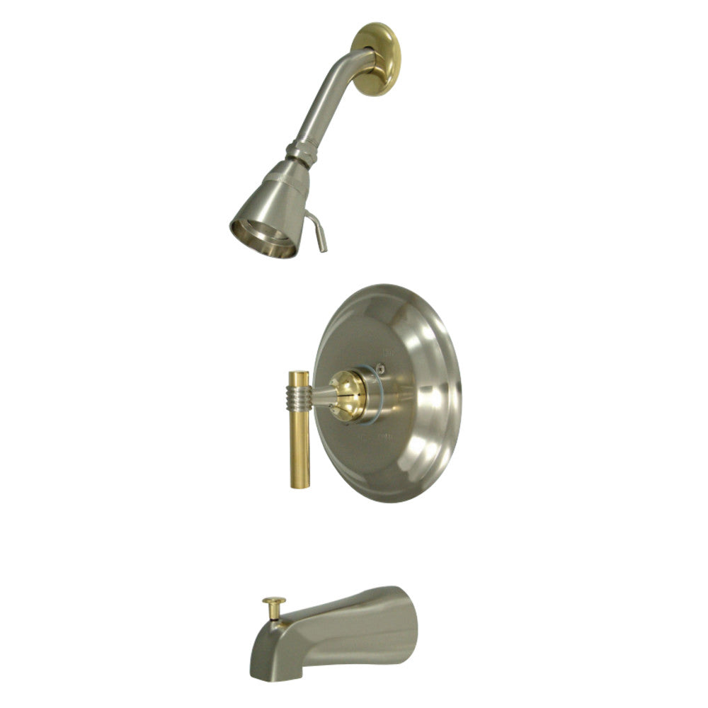 Kingston Brass KB2639ML Milano Tub & Shower Faucet, Brushed Nickel/Polished Brass - BNGBath