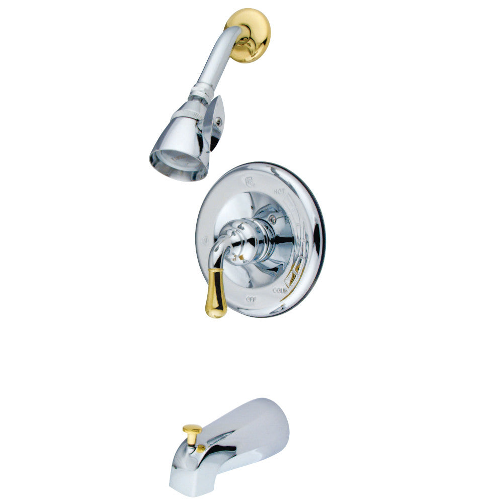 Kingston Brass KB1634 Magellan Single Lever Handle Operation Tub & Shower Faucet, Polished Chrome/Polished Brass - BNGBath