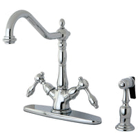 Thumbnail for Kingston Brass KS1231TALBS Mono Deck Mount Kitchen Faucet with Brass Sprayer, Polished Chrome - BNGBath