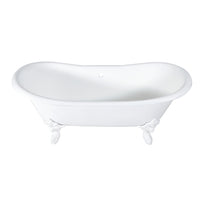 Thumbnail for Aqua Eden VCTNDS7231NLW 72-Inch Cast Iron Double Slipper Clawfoot Tub (No Faucet Drillings), White - BNGBath