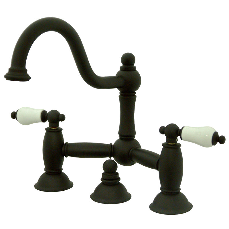 Kingston Brass KS3915PL Restoration Bathroom Bridge Faucet, Oil Rubbed Bronze - BNGBath