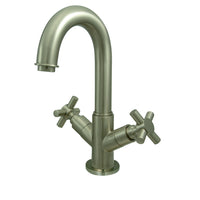 Thumbnail for Kingston Brass KS8458JX Concord Two-Handle Bathroom Faucet with Push Pop-Up and Cover Plate, Brushed Nickel - BNGBath