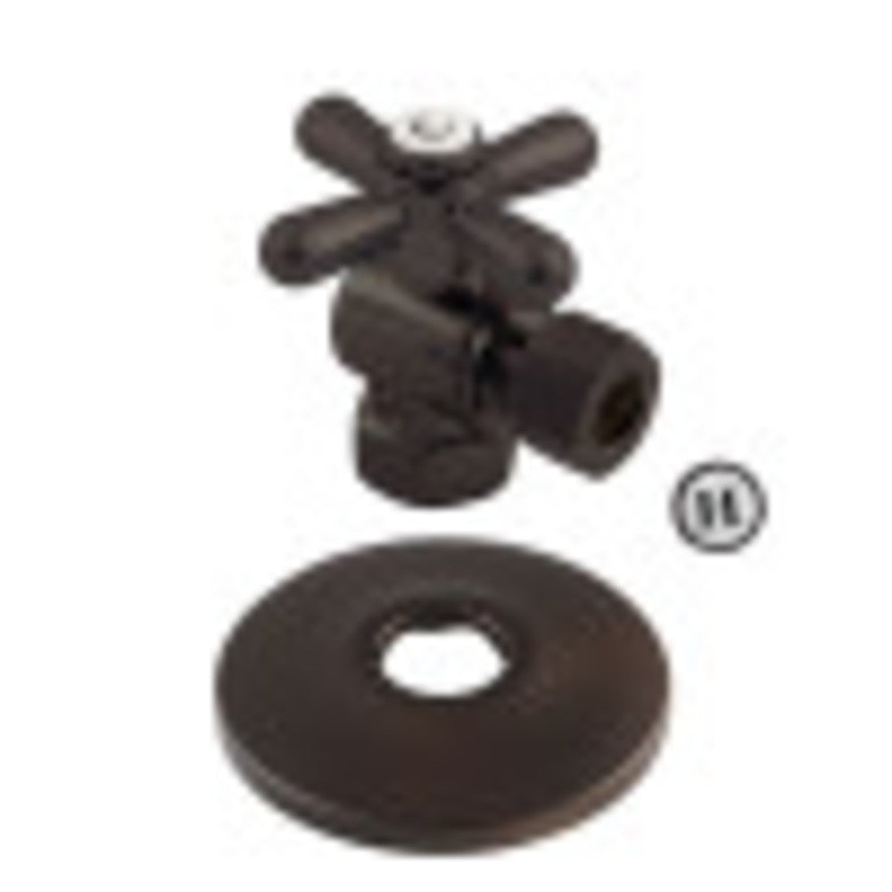 Kingston Brass CC33105XK 3/8" IPS X 3/8" OD Comp Quarter-Turn Angle Stop Valve with Flange, Oil Rubbed Bronze - BNGBath