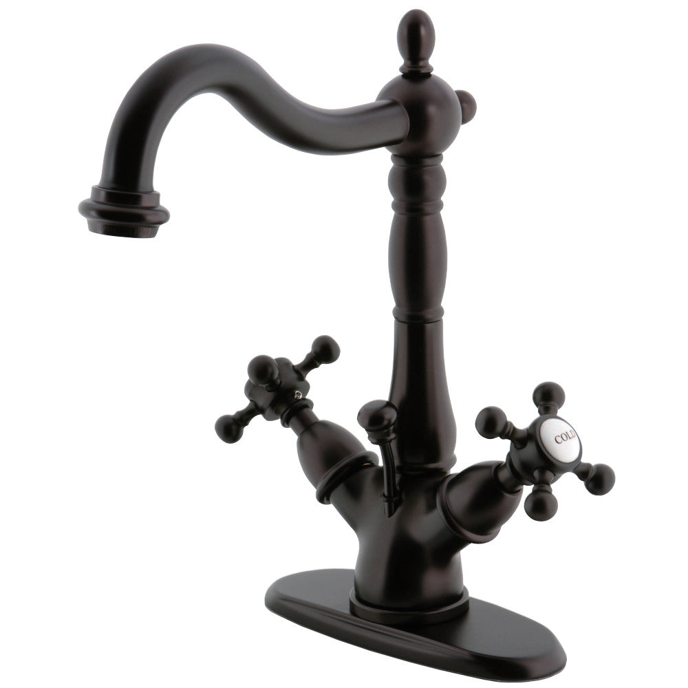 Kingston Brass KS1435BX Vintage Two-Handle Bathroom Faucet with Brass Pop-Up and Cover Plate, Oil Rubbed Bronze - BNGBath
