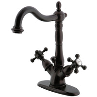 Thumbnail for Kingston Brass KS1435BX Vintage Two-Handle Bathroom Faucet with Brass Pop-Up and Cover Plate, Oil Rubbed Bronze - BNGBath