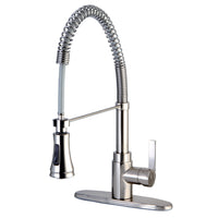 Thumbnail for Gourmetier GSY8878CTL Continental Single-Handle Pre-Rinse Kitchen Faucet, Brushed Nickel - BNGBath