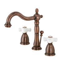 Thumbnail for Kingston Brass KB197PXAC Heritage Widespread Bathroom Faucet with Brass Pop-Up, Antique Copper - BNGBath