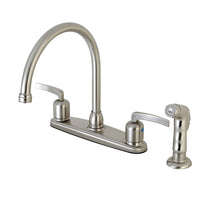 Thumbnail for Kingston Brass FB798EFLSP Centurion 8-Inch Centerset Kitchen Faucet with Sprayer, Brushed Nickel - BNGBath