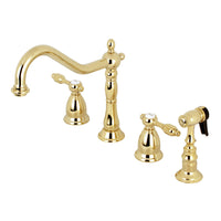 Thumbnail for Kingston Brass KS1792TALBS Widespread Kitchen Faucet, Polished Brass - BNGBath