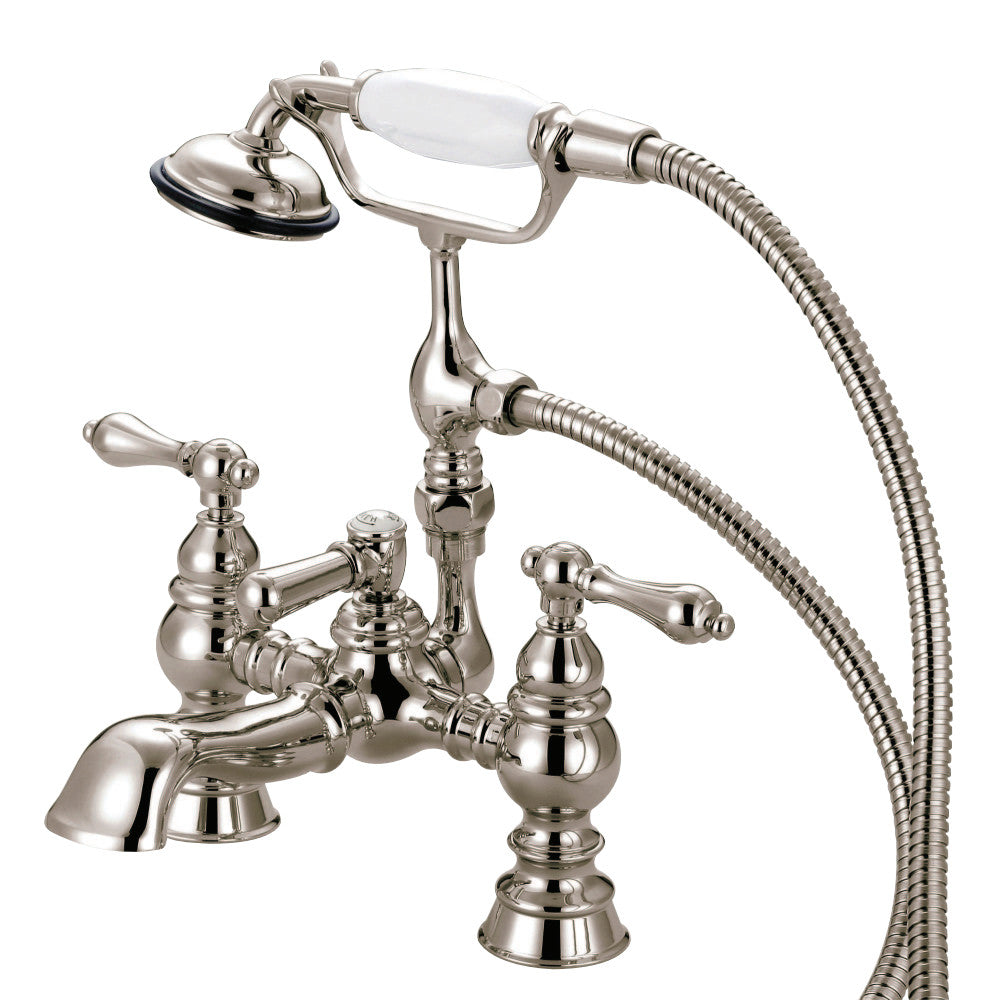 Kingston Brass CC1161T8 Heritage Deck Mount Tub Faucet with Hand Shower, Brushed Nickel - BNGBath