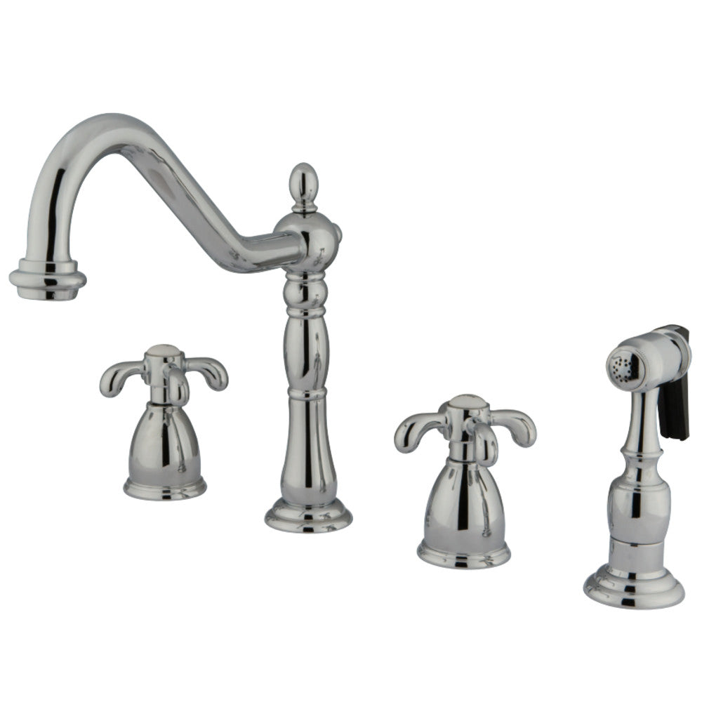 Kingston Brass KB1791TXBS Widespread Kitchen Faucet, Polished Chrome - BNGBath