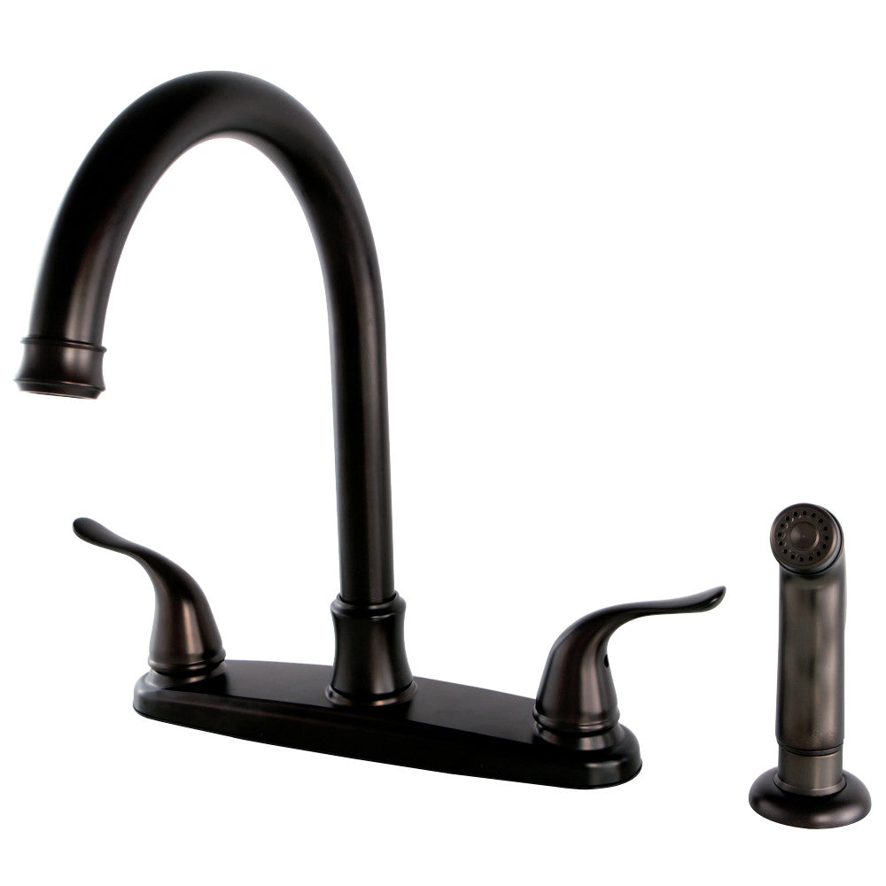 Kingston Brass FB7795YLSP Yosemite 8-Inch Centerset Kitchen Faucet with Sprayer, Oil Rubbed Bronze - BNGBath