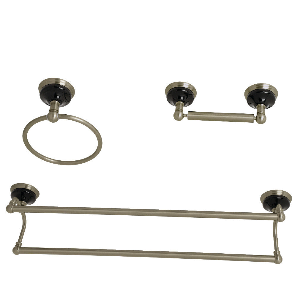 Kingston Brass BAK911348BN Water Onyx 3-Piece Bathroom Accessory Set, Brushed Nickel - BNGBath