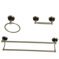 Thumbnail for Kingston Brass BAK911348BN Water Onyx 3-Piece Bathroom Accessory Set, Brushed Nickel - BNGBath