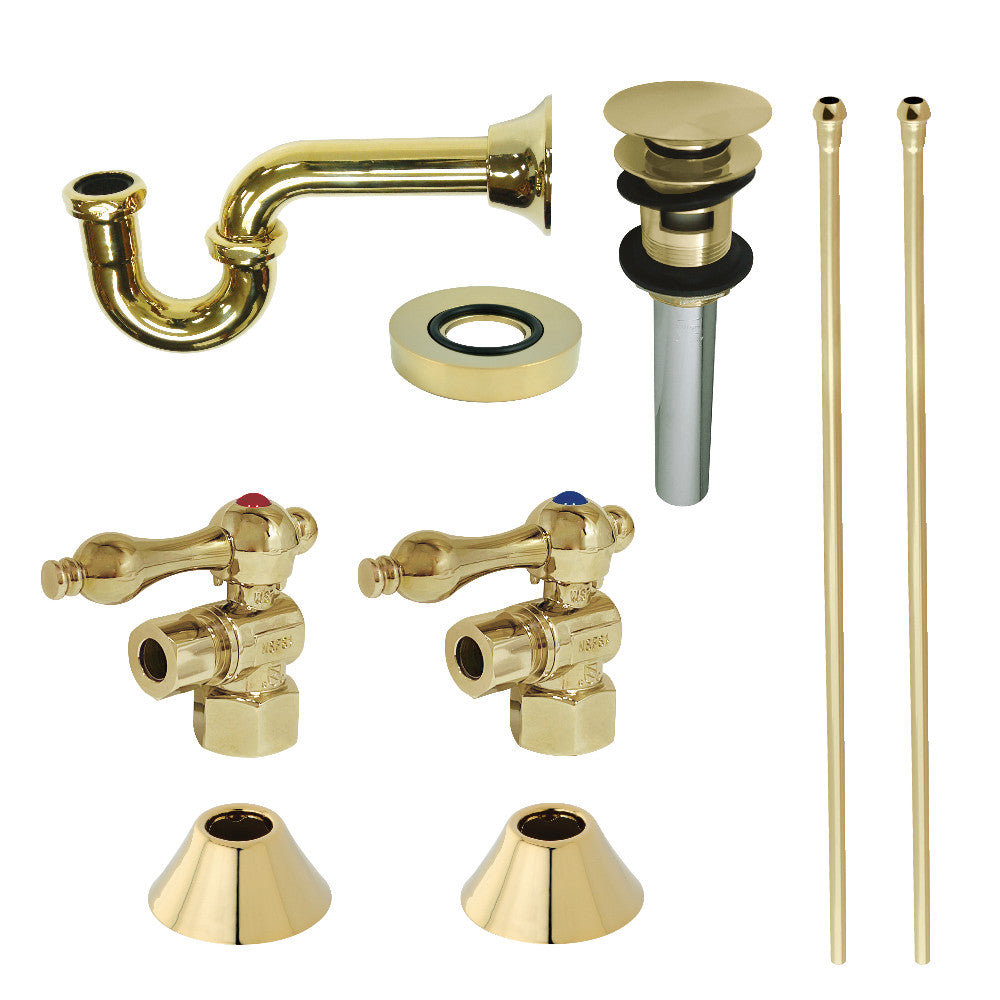 Kingston Brass CC43102VOKB30 Traditional Plumbing Sink Trim Kit with P-Trap and Overflow Drain, Polished Brass - BNGBath