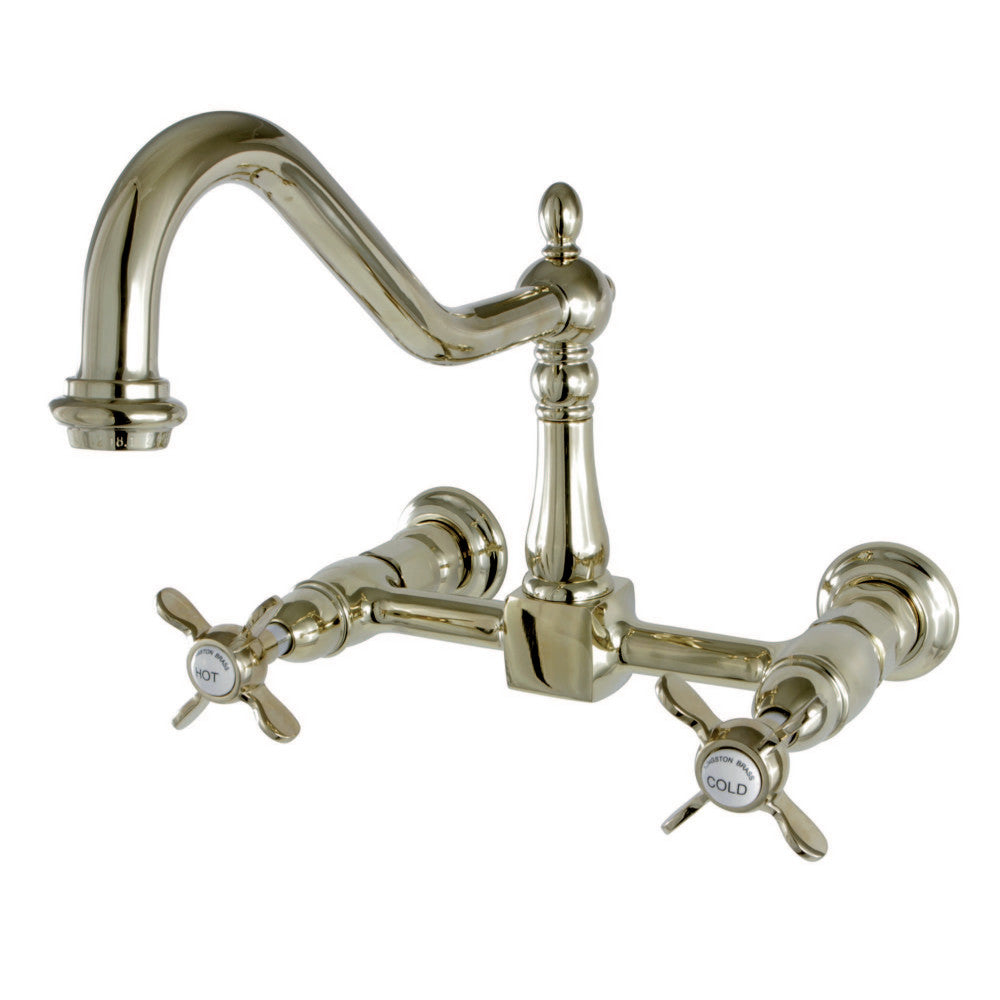 Kingston Brass KS1242BEX Essex Wall Mount Bridge Kitchen Faucet, Polished Brass - BNGBath