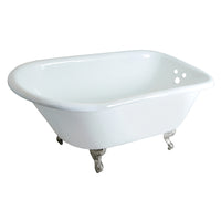 Thumbnail for Aqua Eden VCT3D483018NT8 48-Inch Cast Iron Roll Top Clawfoot Tub with 3-3/8 Inch Wall Drillings, White/Brushed Nickel - BNGBath