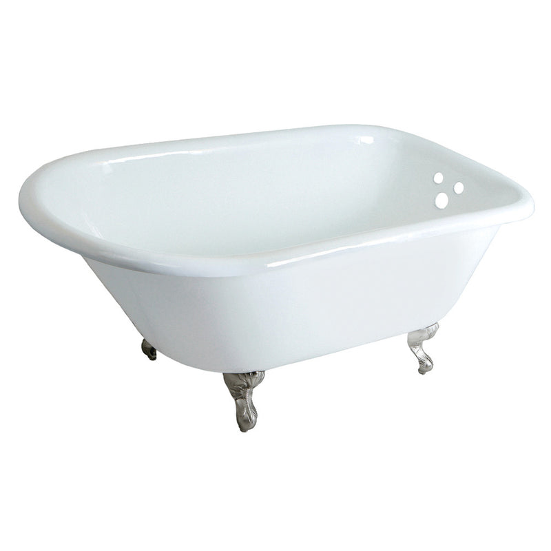 Aqua Eden VCT3D483018NT8 48-Inch Cast Iron Roll Top Clawfoot Tub with 3-3/8 Inch Wall Drillings, White/Brushed Nickel - BNGBath