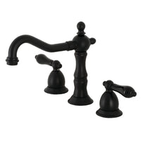 Thumbnail for Kingston Brass KS1970PKL Duchess Widespread Bathroom Faucet with Brass Pop-Up, Matte Black - BNGBath