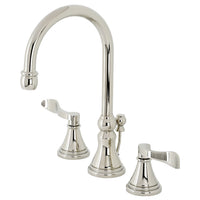Thumbnail for Kingston Brass KS2986DFL NuFrench Widespread Bathroom Faucet with Brass Pop-Up, Polished Nickel - BNGBath