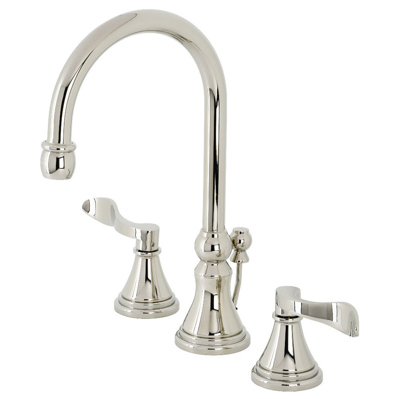 Kingston Brass KS2986DFL NuFrench Widespread Bathroom Faucet with Brass Pop-Up, Polished Nickel - BNGBath