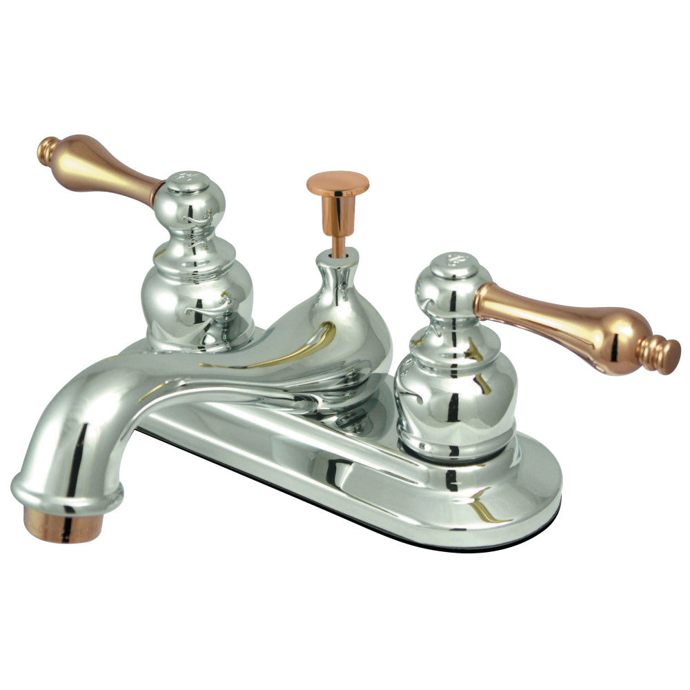 Kingston Brass KB604AL Restoration 4 in. Centerset Bathroom Faucet, Polished Chrome/Polished Brass - BNGBath