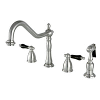 Thumbnail for Kingston Brass KB1798PKLBS Widespread Kitchen Faucet, Brushed Nickel - BNGBath