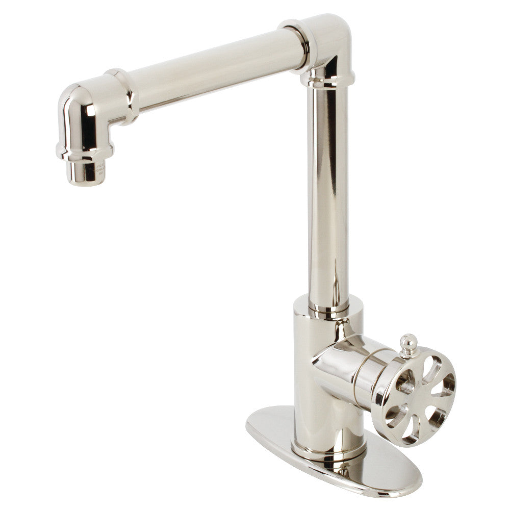 Kingston Brass KSD144RXPN Single-Handle 1-Hole Deck Mount Bathroom Faucet with Push Pop-Up in Polished Nickel - BNGBath