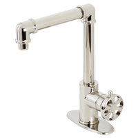 Thumbnail for Kingston Brass KSD144RXPN Single-Handle 1-Hole Deck Mount Bathroom Faucet with Push Pop-Up in Polished Nickel - BNGBath