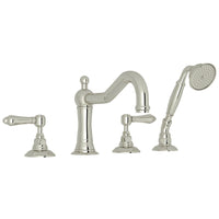 Thumbnail for ROHL Acqui 4-Hole Deck Mount Column Spout Tub Filler with Handshower - BNGBath