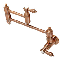 Thumbnail for Kingston Brass KS310BALAC Heirloom Wall Mount Pot Filler Kitchen Faucet, Antique Copper - BNGBath