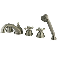 Thumbnail for Kingston Brass KS33585AX Roman Tub Faucet with Hand Shower, Brushed Nickel - BNGBath