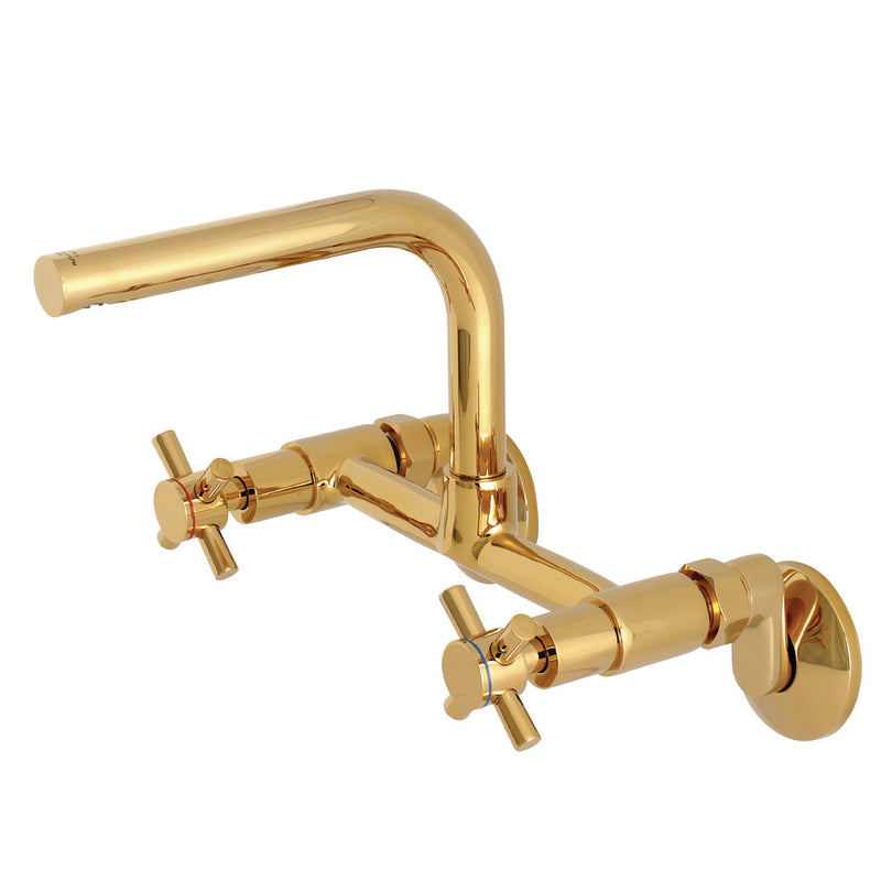 Kingston Brass Concord 8-Inch Adjustable Center Wall Mount Kitchen Faucet, Polished Brass - BNGBath