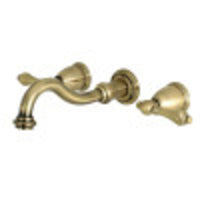 Thumbnail for Kingston Brass KS3023AL Restoration Two-Handle Wall Mount Tub Faucet, Antique Brass - BNGBath