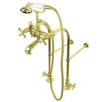 Thumbnail for Kingston Brass CC57T452MX Vintage Freestanding Clawfoot Tub Faucet with Hand Shower, Polished Brass - BNGBath