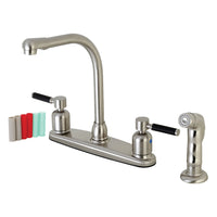 Thumbnail for Kingston Brass FB758DKLSP Kaiser 8-Inch Centerset Kitchen Faucet with Sprayer, Brushed Nickel - BNGBath