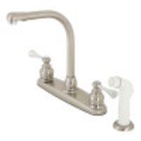 Thumbnail for Kingston Brass KB717BL 8-Inch Centerset Kitchen Faucet, Brushed Nickel/Polished Chrome - BNGBath