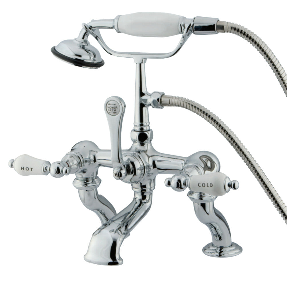 Kingston Brass CC414T1 Vintage 7-Inch Deck Mount Tub Faucet with Hand Shower, Polished Chrome - BNGBath