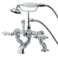 Thumbnail for Kingston Brass CC414T1 Vintage 7-Inch Deck Mount Tub Faucet with Hand Shower, Polished Chrome - BNGBath