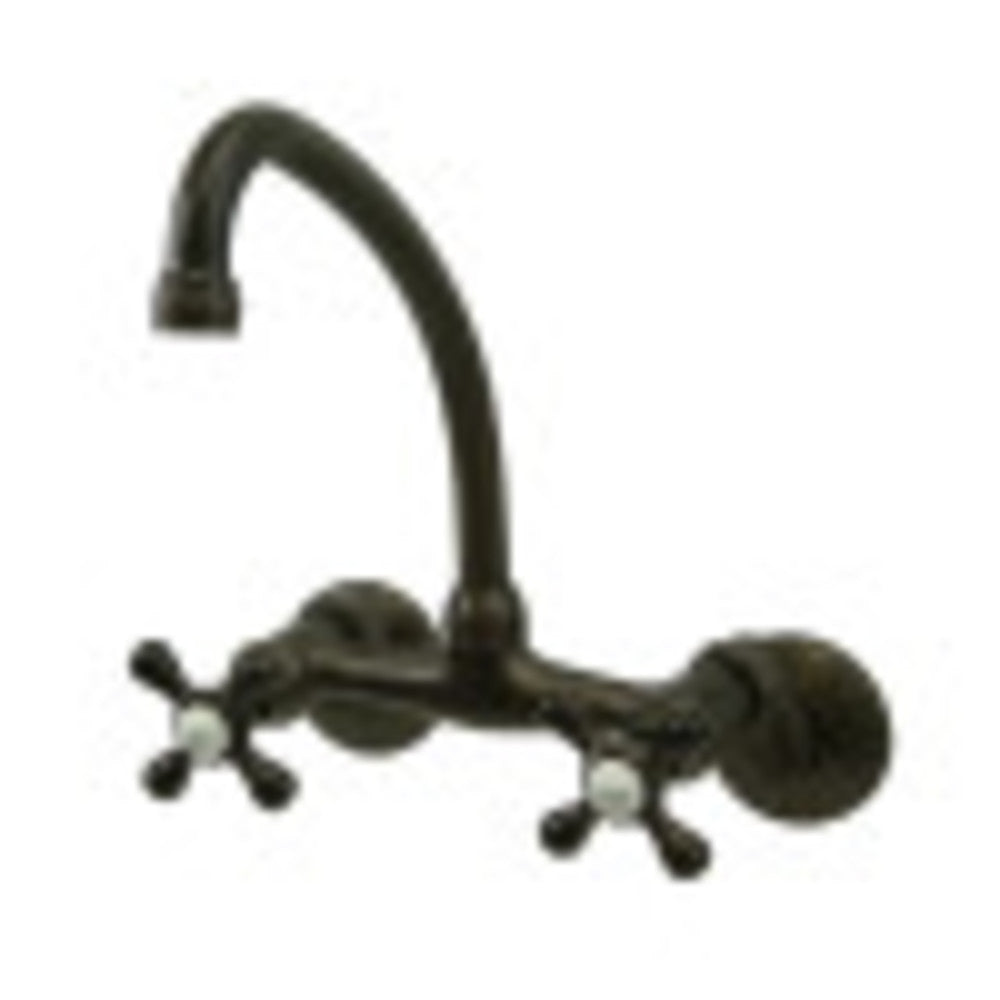 Kingston Brass KS214ORB Kingston Two Handle Wall Mount Kitchen Faucet, Oil Rubbed Bronze - BNGBath