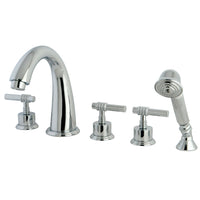 Thumbnail for Kingston Brass KS23615ML Manhattan Roman Tub Faucet with Hand Shower, Polished Chrome - BNGBath