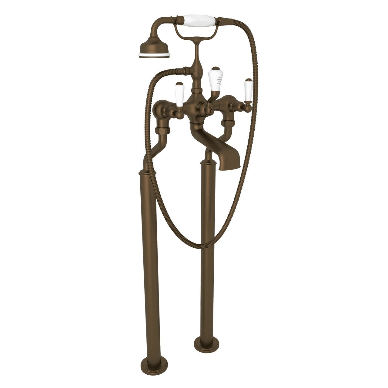 Perrin & Rowe Edwardian Exposed Floor Mount Tub Filler with Handshower - BNGBath