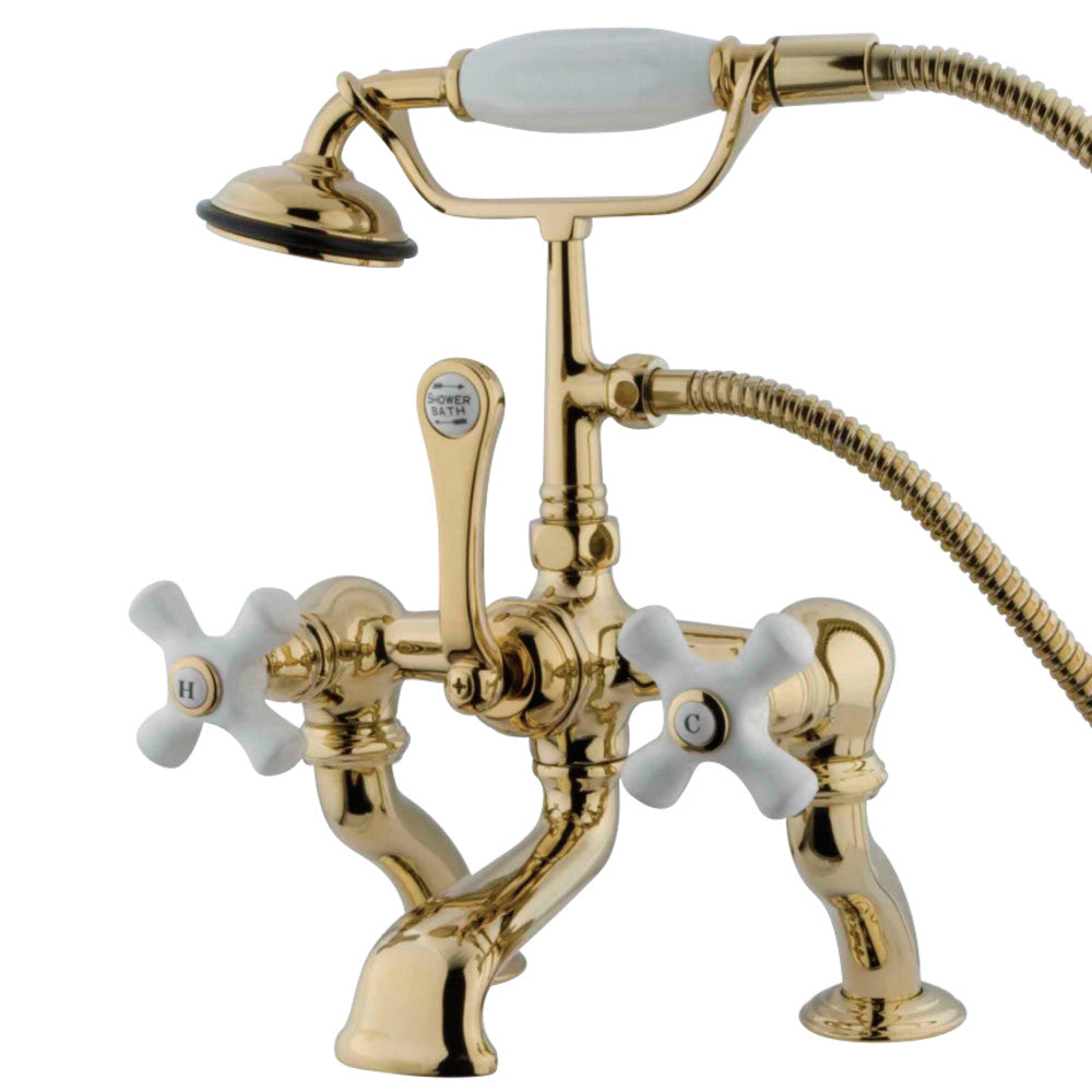 Kingston Brass CC417T2 Vintage 7-Inch Deck Mount Tub Faucet with Hand Shower, Polished Brass - BNGBath